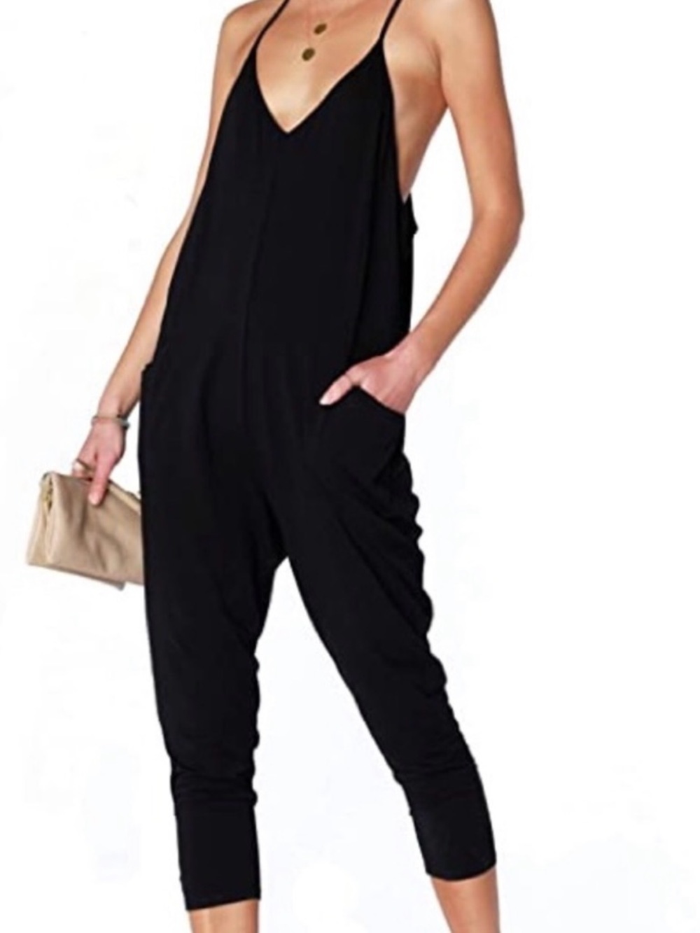Bobi racerback jumpsuit black XS